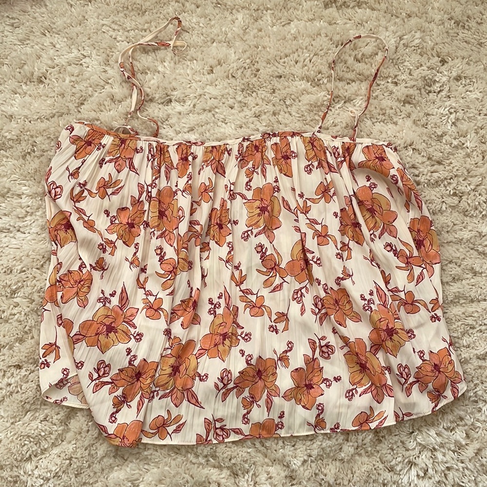 NWT Free People Ivory Combo Floral Tank Top Small - Picture 1 of 8